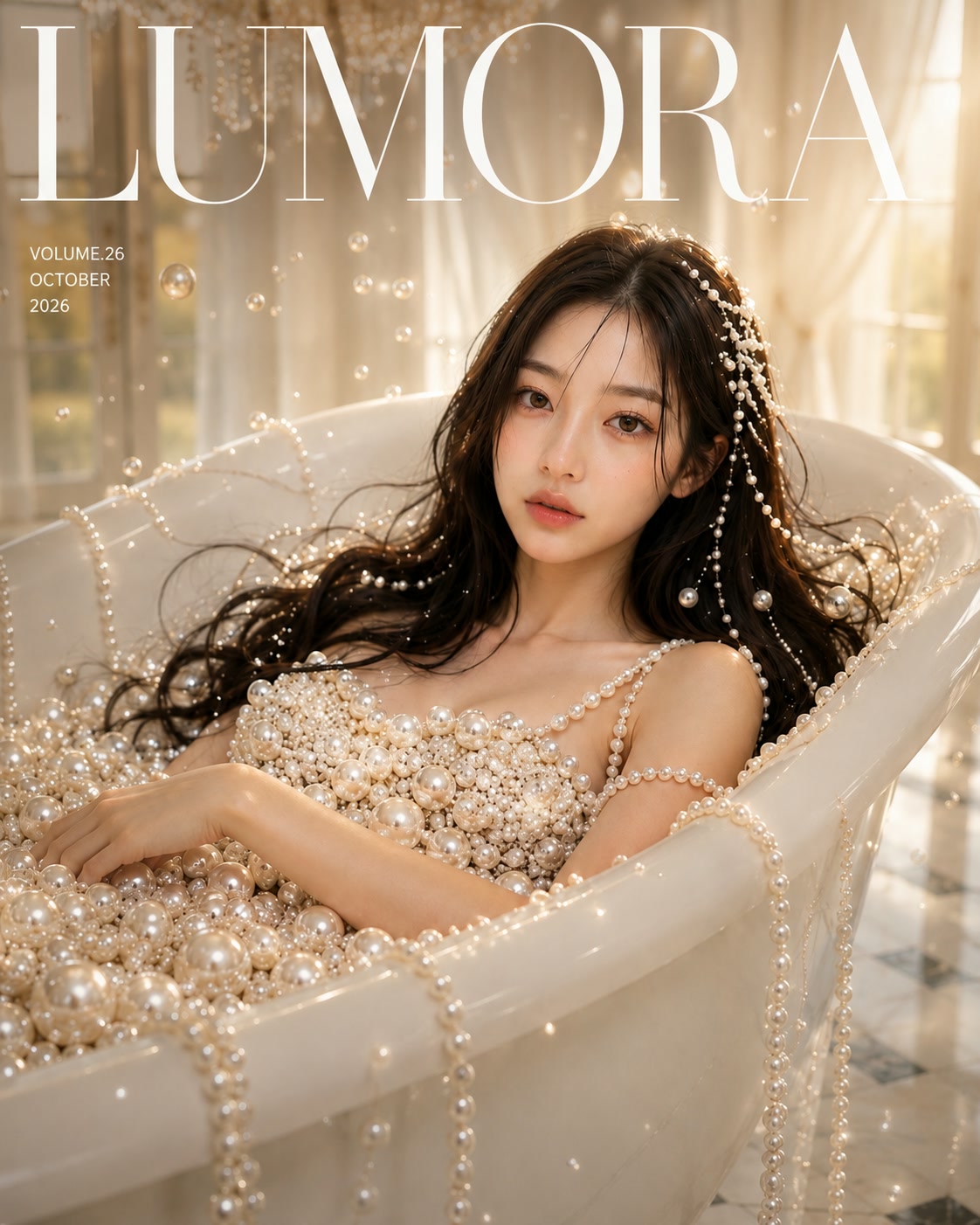 Pearl Bloom portrait in a pearl bath
